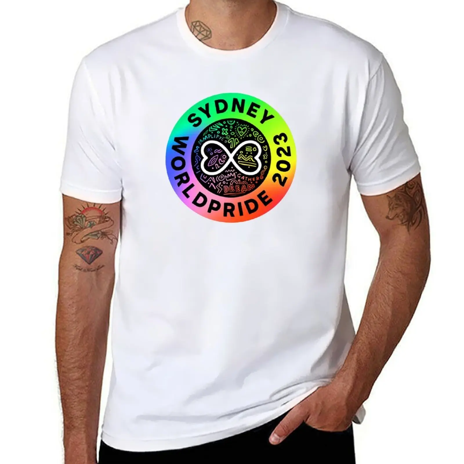 

Worldpride Sydney 2023 Black T-Shirt t shirts for man cotton funny t shirt personalised T-Shirt