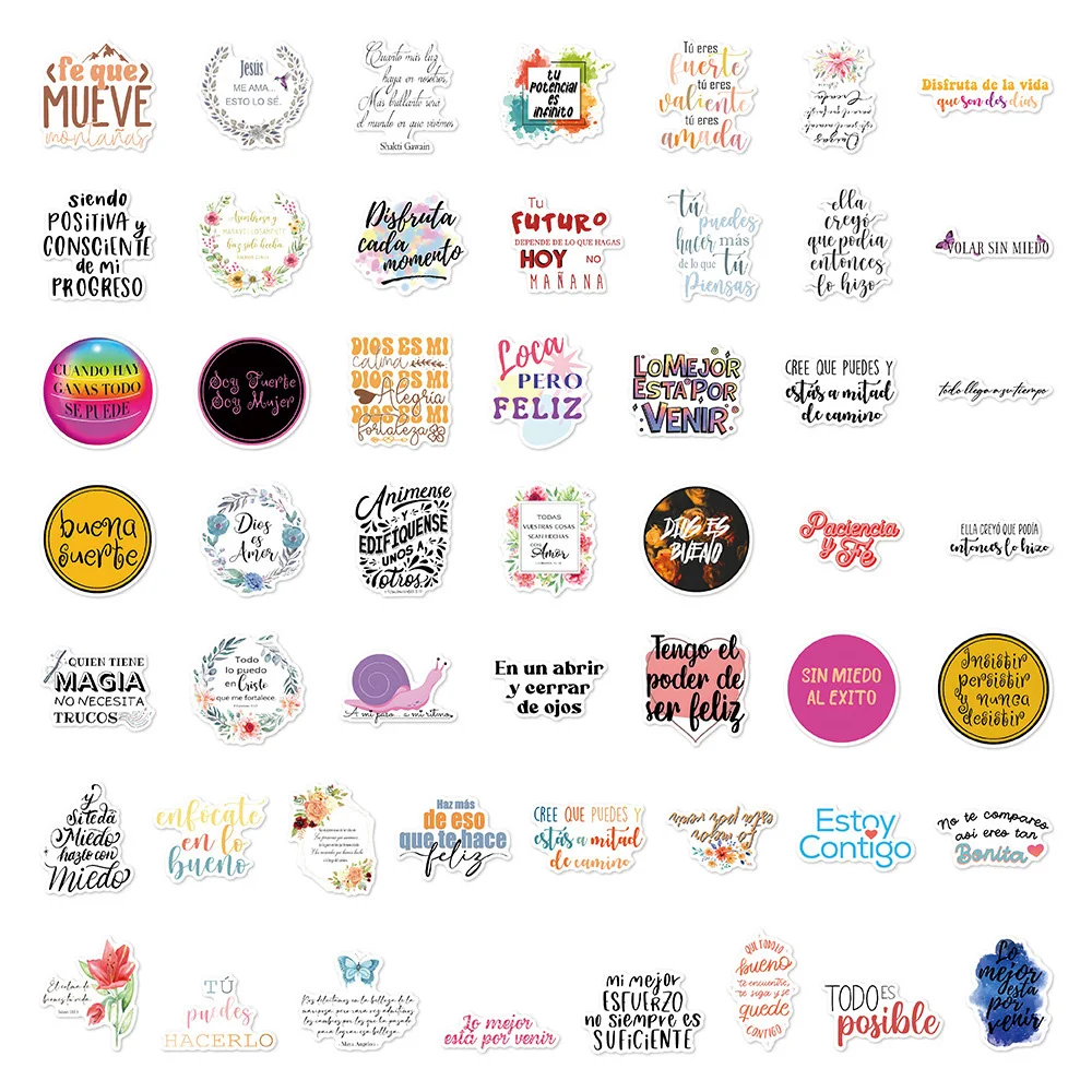 10/30/50pcs Spain Motivational Phrases Stickers Jesus Christians Holy Bible Sticker Cartoon Graffiti Decals for Phone Diary Car