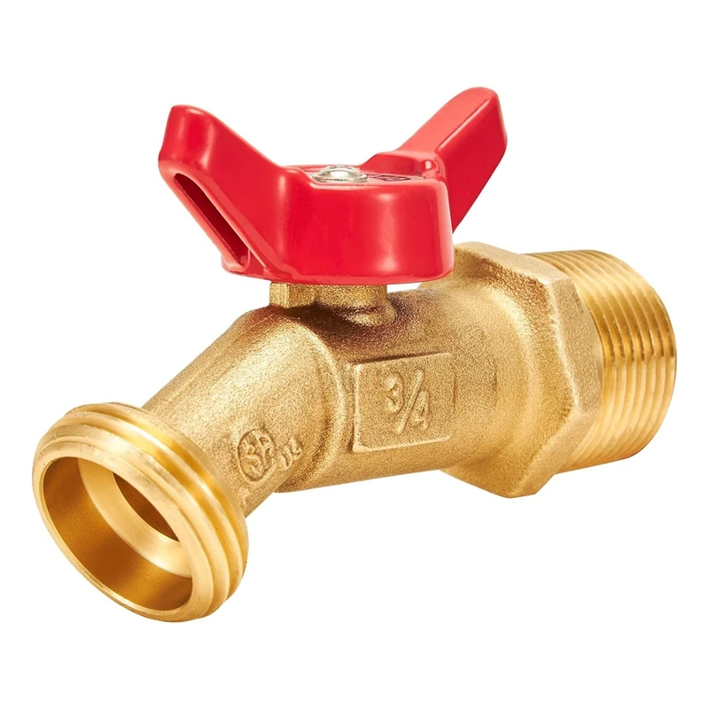 Outdoor Garden Hose Faucet Ball Valve Hose Bibb Shut Off Valve 3/4Inch Male NPT X 3/4Inch Male GHT Threaded Spigot Copper