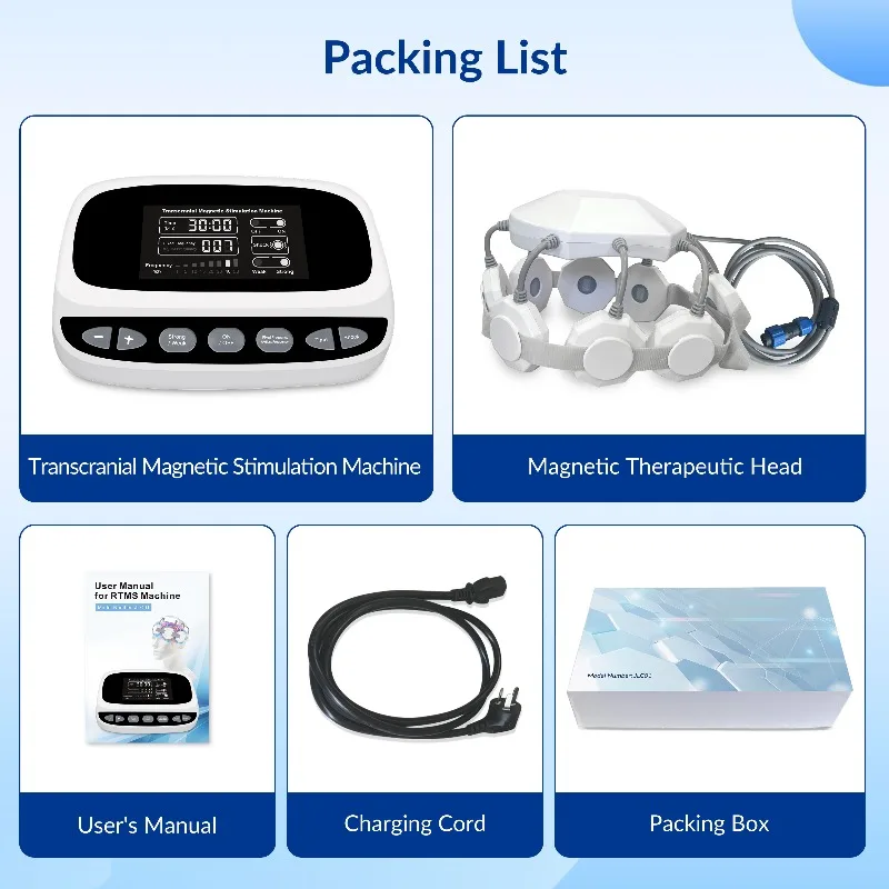 ZJZK rTMS Transcranial Magnetic Stimulation tACS Device Machine 19 Modes 1-50Hz 6-19mT Non-Invasive for Parkinsons Stroke TBI