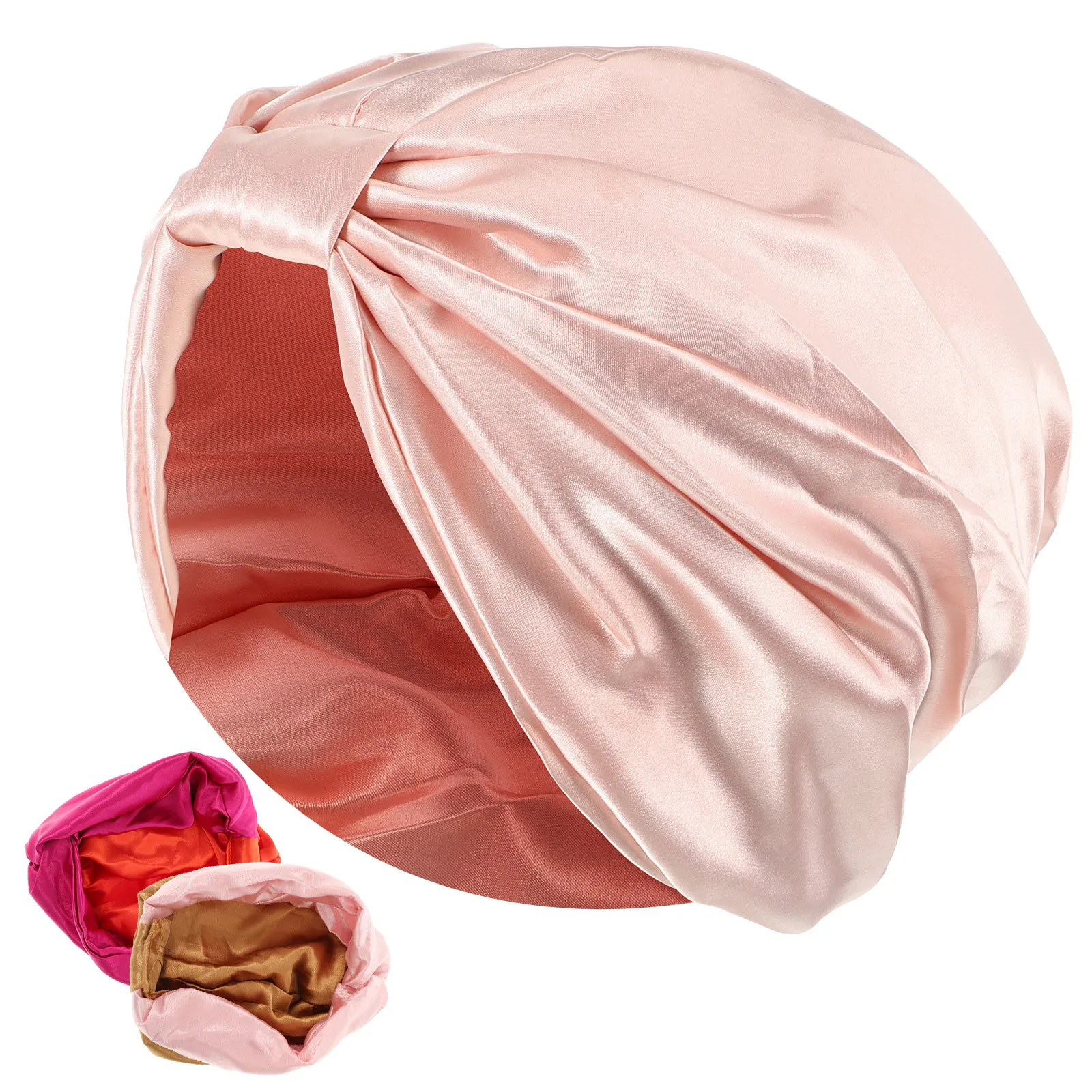 

3pcs Hair Care Cap Double Layer Satin Turban Sleep Headwear For Women Night Hat Chemotherapy Cap Woman Sleeping Hat