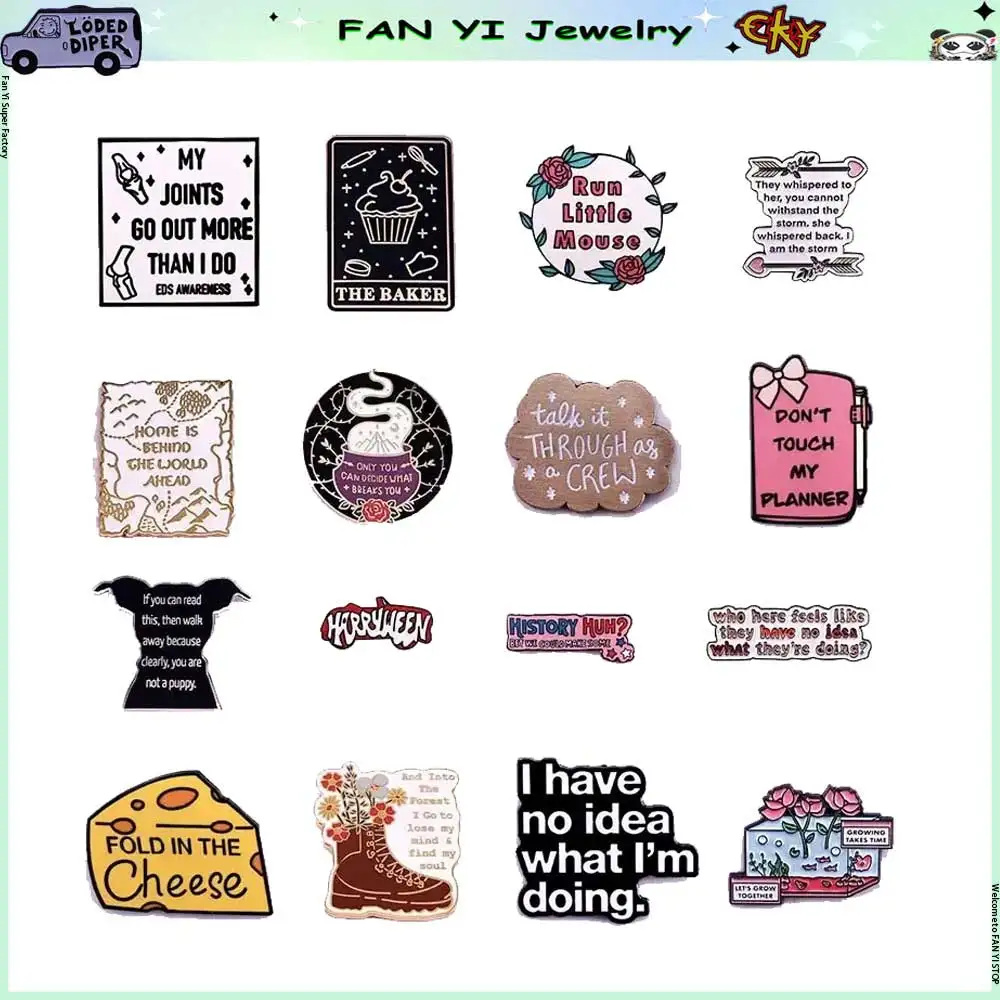 رائعة خليط النبات نمط دبابيس معدنية المينا بروك الإنجليزية الاقتباسات الفنون شارة التلبيب الرجال النساء هدايا مجوهرات الأزياء