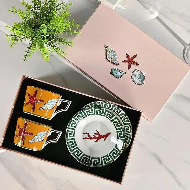 

Ceramic Coffee Cup and Plate Set for Home Ideal for Daily Household Coffee Drinking and Dining Tableware