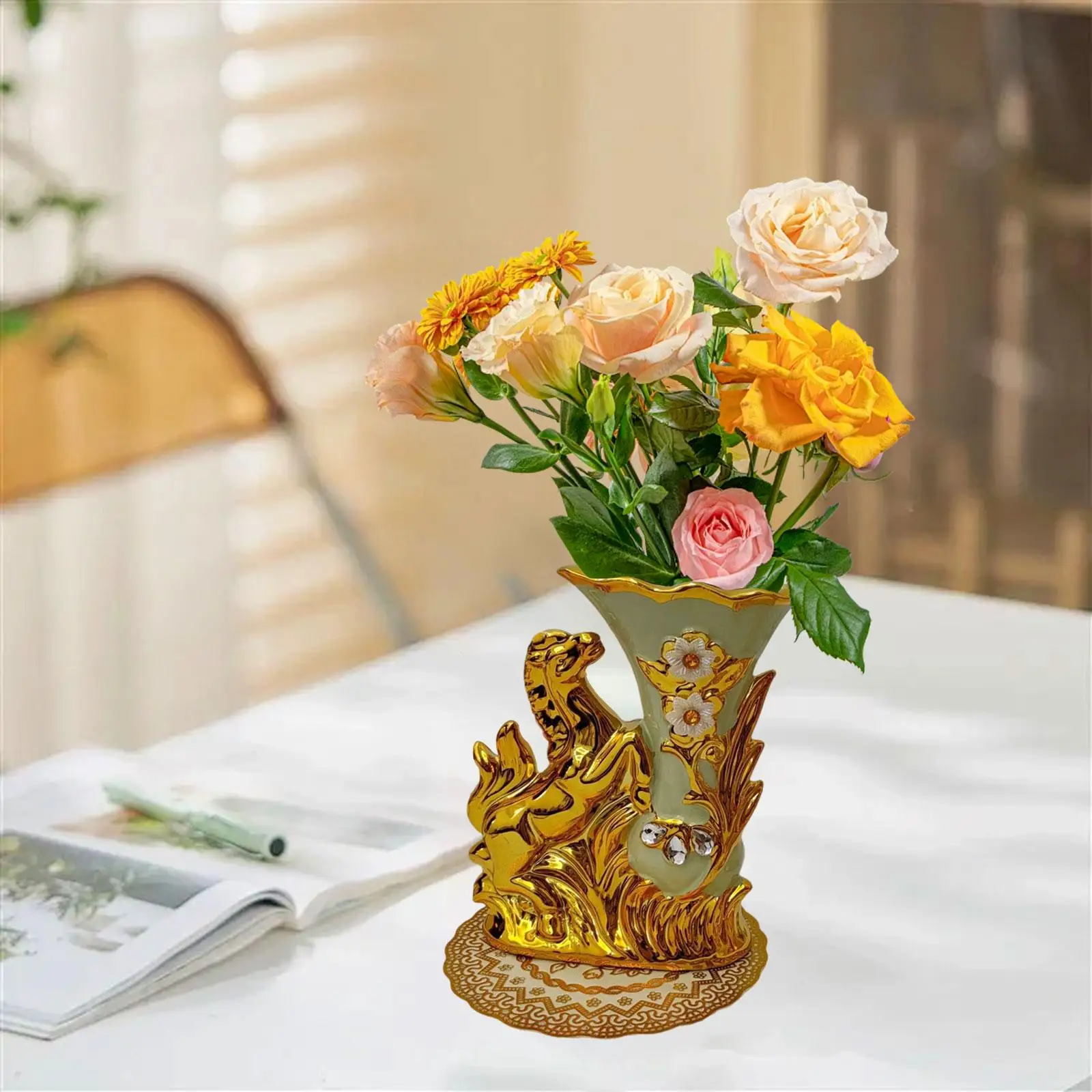 Elegant Horse Shaped Ceramic Vase Modern Bud Planter for Living Room Decorative Table Centerpiece Floral Display