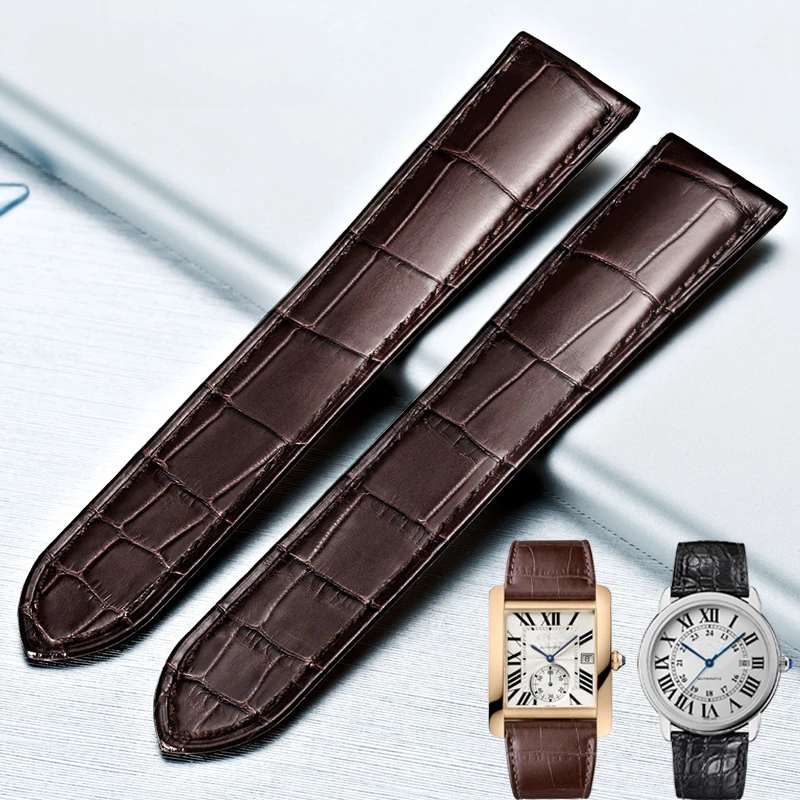 

Suitable for Cartier TANK SOLO London Crocodile Leather Watch Strap with Male and Female Double Tail Folding Buckle