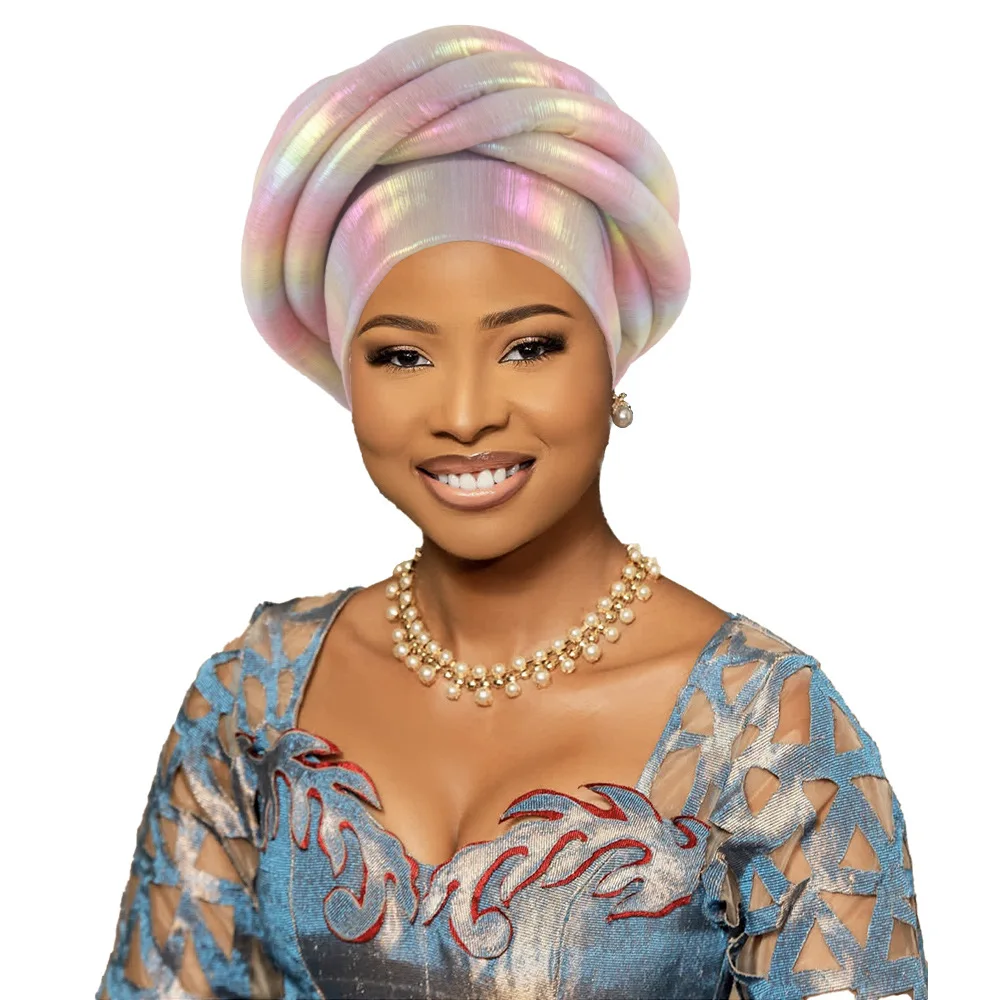 

Twisted Braid Turban Cap for Women Headwrap Bonnet Autogele Head Cover Muslim Hat Nigeria Wedding Party African Female Headgear