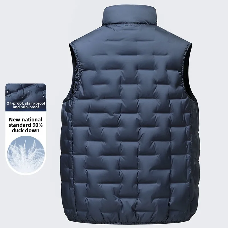 COMXZ Men Vest Down Jacket New Stand Collar Outdoor Travel Ultra Light Gilet Versatile 90% Duck Down Windproof Warm Winter Coat