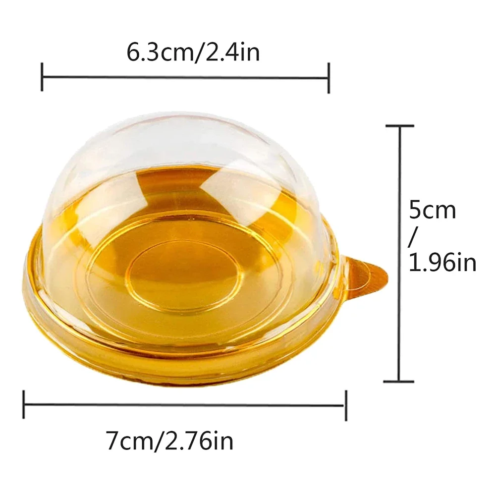 50PCS Clear Plastic Mini Cupcake Box Round Cupcake Mooncake Dessert Container Box Cookies Muffins Dome Box