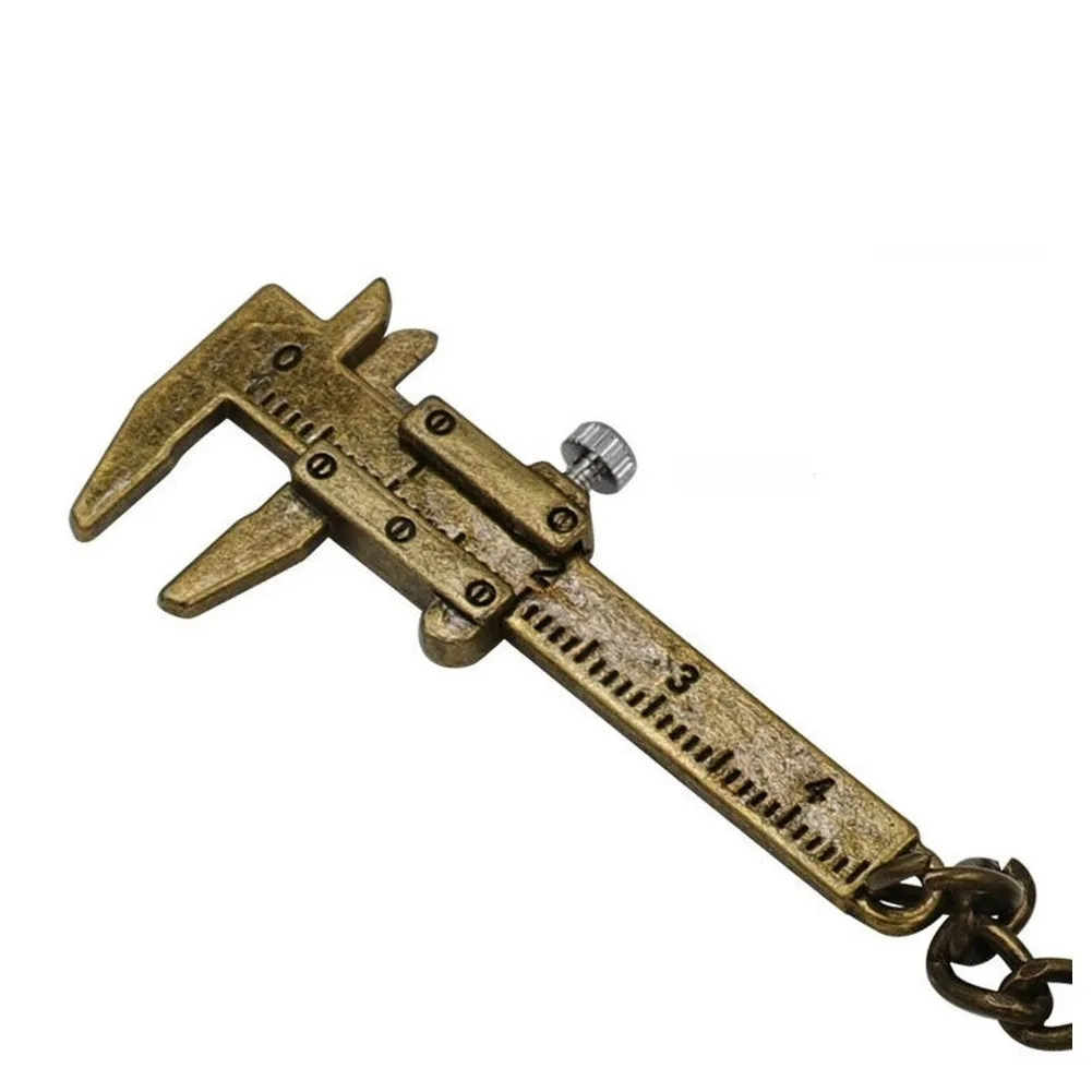 3pcs Zinc Alloy Keychain Ruler Vernier Caliper Measuring Tool Portable for Everyday Measurement Needs Silver Retro