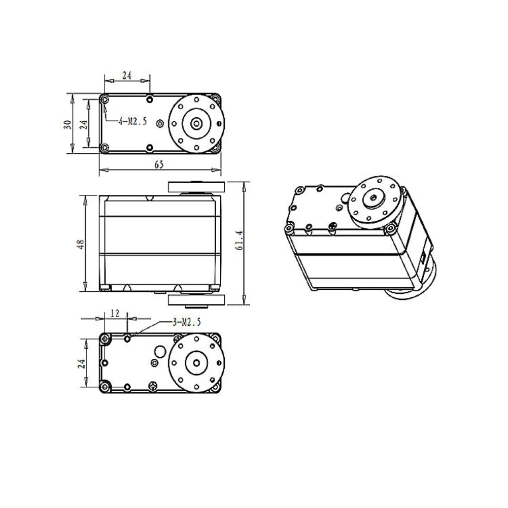 160KG RDS51160 24V 180/270 Degree High Torque Dual Axis Digital Servo Waterproof IP66 with U-shaped Bracket for RC Robot