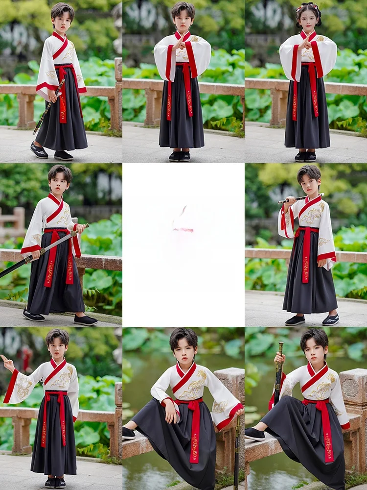 

Детский традиционный китайский костюм для школьных церемоний и выступлений, одежда для учащихся начальной школы, комплект для занятий