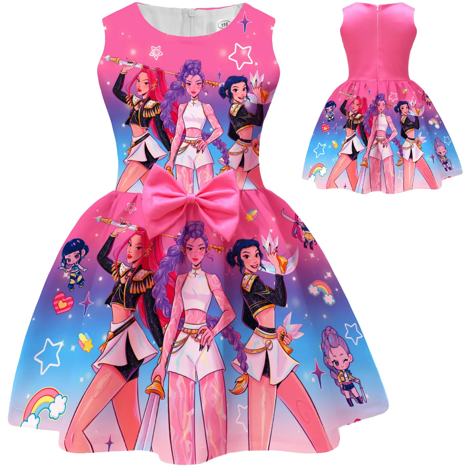 

Kpop Demon Hunters Kids Clothes For Halloween Party Birthday Cosplay Costume Summer Fashion Baby Girls Princess Dresses