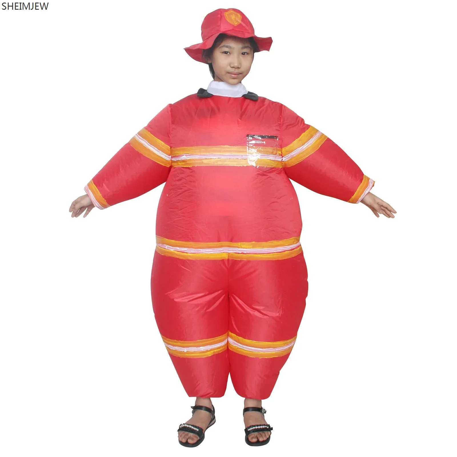 

Boys Girls Firefighter Cosplay Inflatable Costume Halloween Party Funny Firefighter Inflatable Suit Carnival Kids Stage Outfit