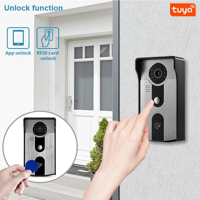 SmartYIBA Tuya WIFI Smart Video Intercom MetaL Case1080P IP Doorbell Video Suveillance HD Camera RFID Unlock Door Access Kit