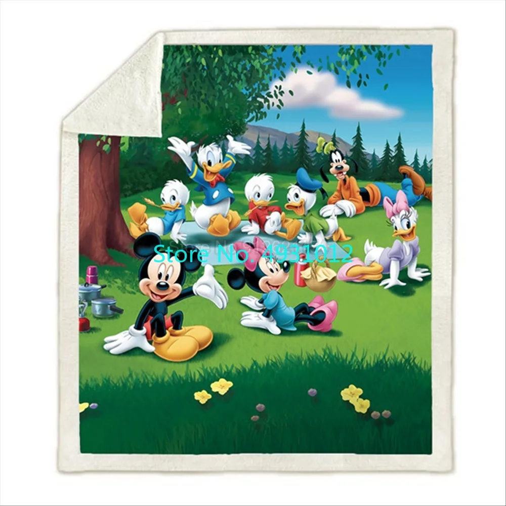 

Мягкое одеяло с рисунком Минни и Микки Мауса 70x100 см, мягкое 3D фланелевое одеяло из шерпа с ягненком, подарок для маленьких детей, плед для дивана, спальни