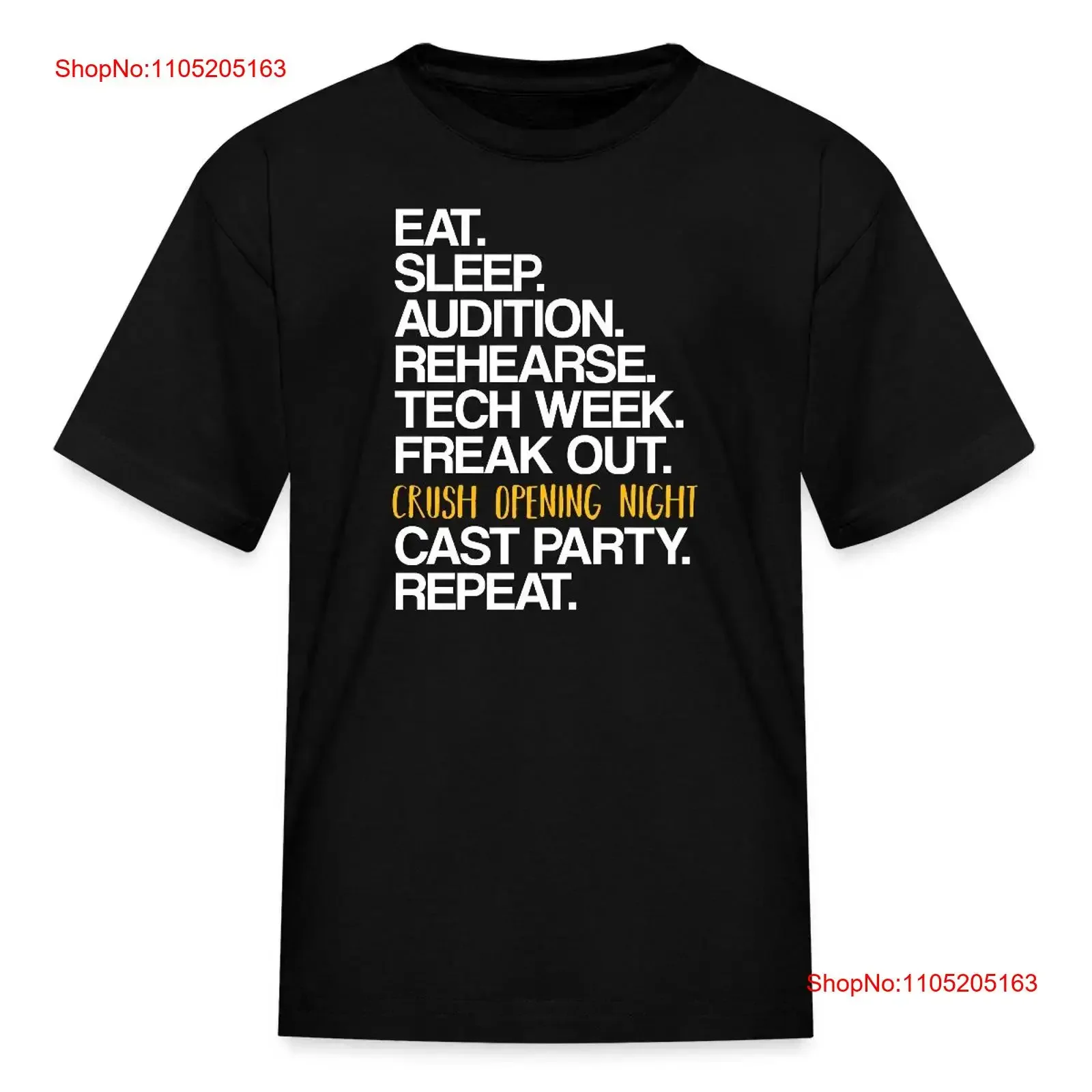 NEW Eat Sleep Audition Theater Life Struggles Of An Actor Kids' T Shirt vintage Washed Stretched homme Versatile Casual