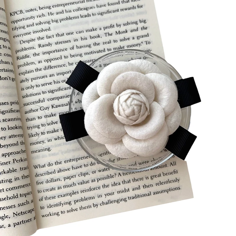 جديد النسيج زهرة الكاميليا بروش المخملية ربطة القوس فيونكة السيدات كلية نمط قميص طوق دبابيس دبابيس خمر للنساء