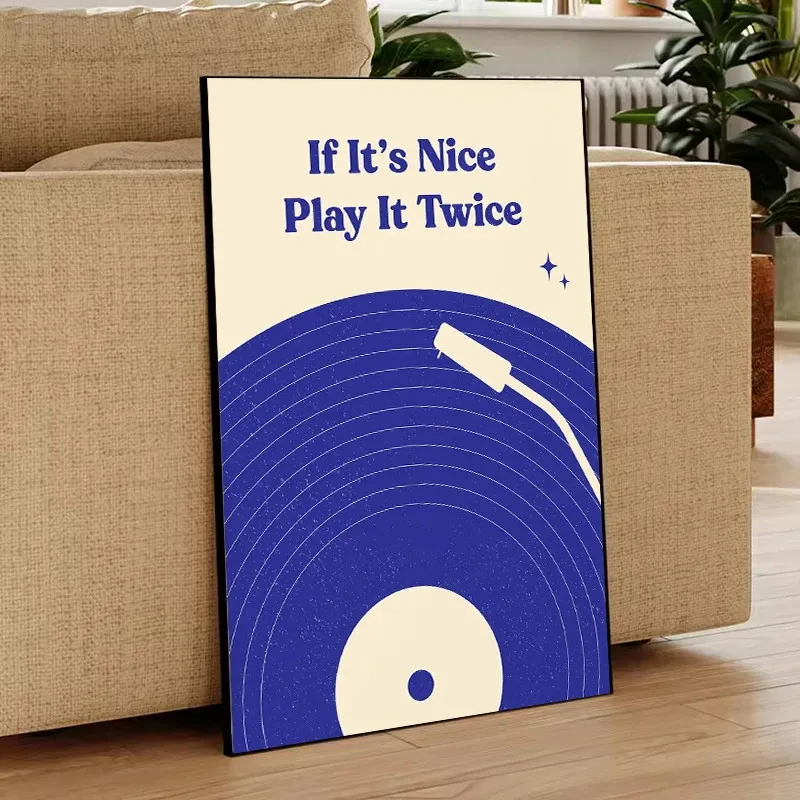Mid Century Vinyl Record Canvas Wall Art Print, Unframed Minimalist Music Pastel Poster for Living Room & Bedroom Decortion Gift view 5