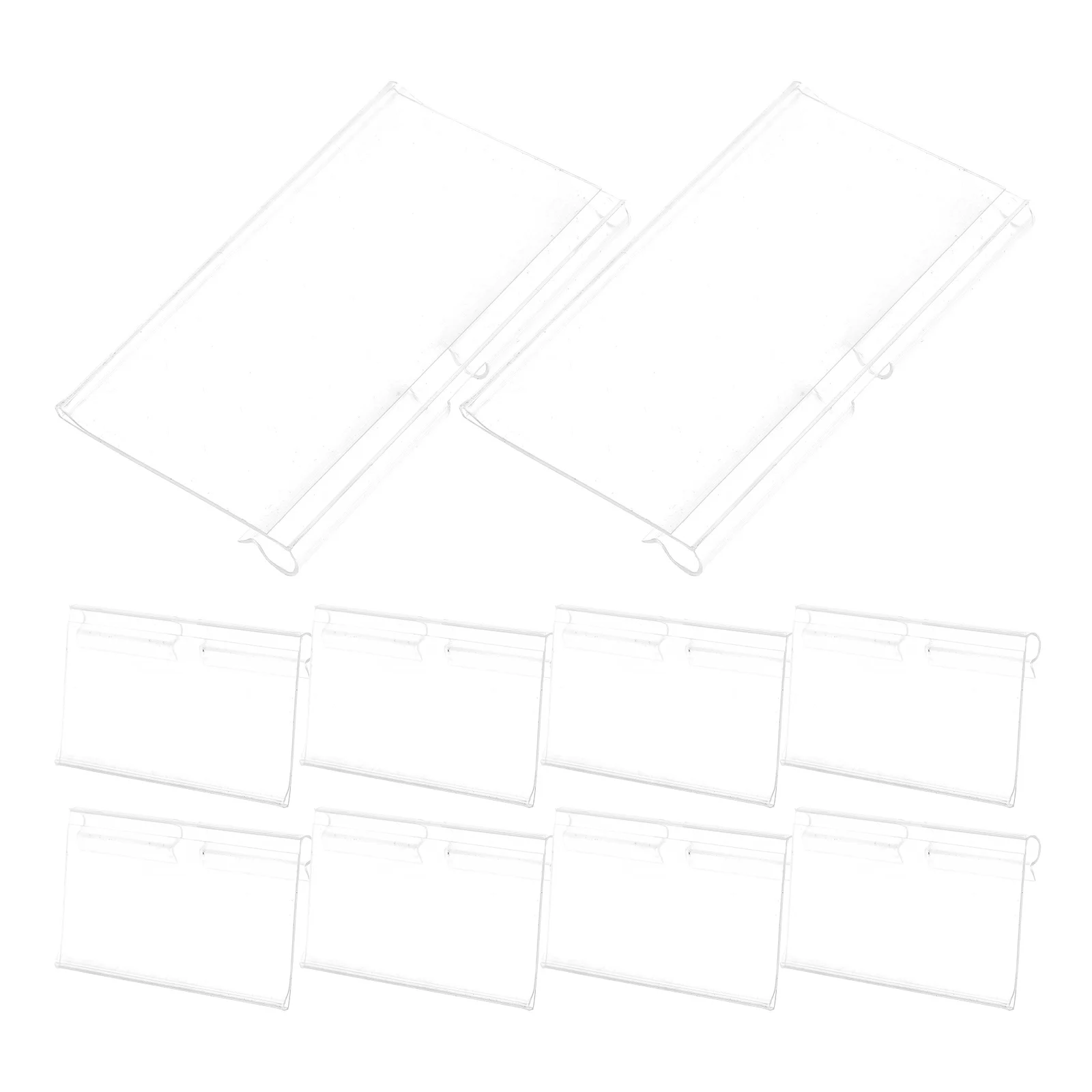 

10Pcs Transparent Plastic Label Holders Hooks for Business Shelves Supermarket Price Tag Sign Display Plastic Shelf Tags