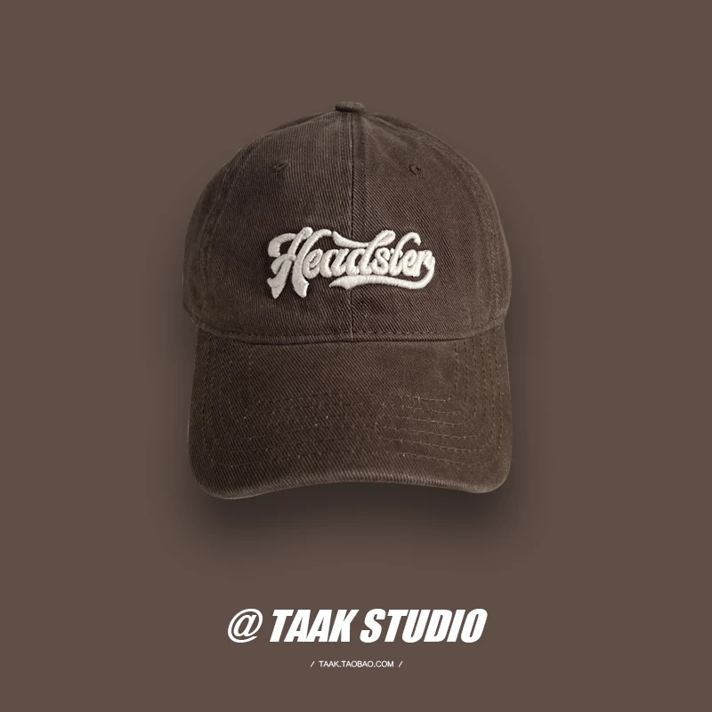 

Brown Street Letters Embroidered Baseball Cap Women's Summer Face-Looking Small Peaked Cap Couple