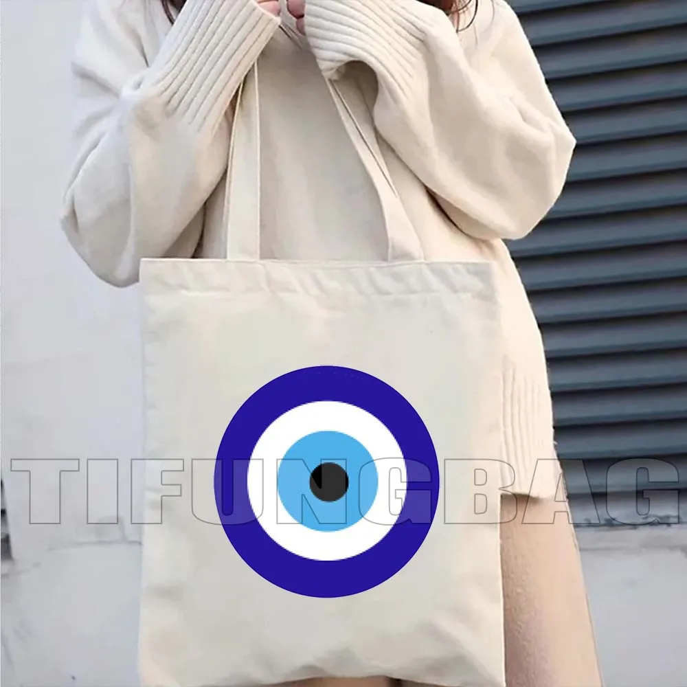 Nazar Good Luck CRETE GREECE Mati Blue Evil Eye Charm Amulet Love Heart Protection Colorful Amulet Mandala Cute Tote Bag Handbag