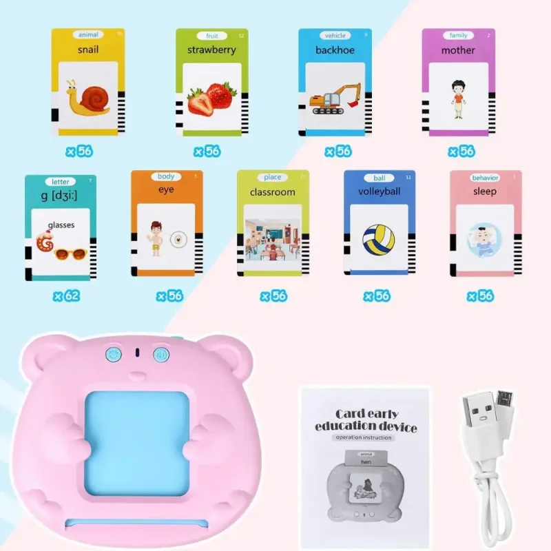 Talking Flash Cards Early Montessori Educational Toy Preschool Learning English Electronic Audio Book Children Interactive Gift