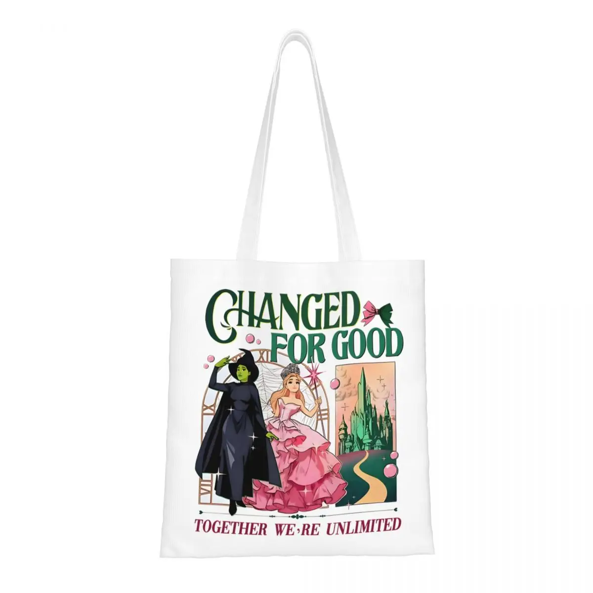 

Wicked The Musical Movie Canvas Tote Bag Reusable Unique Design Grocery Bag for Women Men