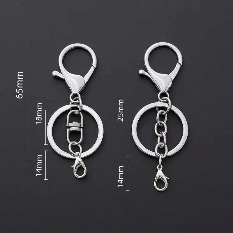 5pcs Lobster Trigger Swivel Lobster Clasp Clip Hook with Flat Split Ring For DIY Key Holder Keychain Keyring Jewelry Craft Make