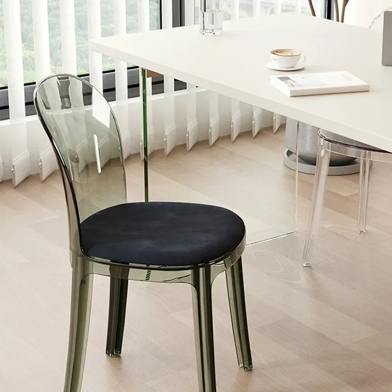 Nordic transparent dining chair Home Internet celebrity ins makeup chair Modern simple crystal stool Back acrylic chair