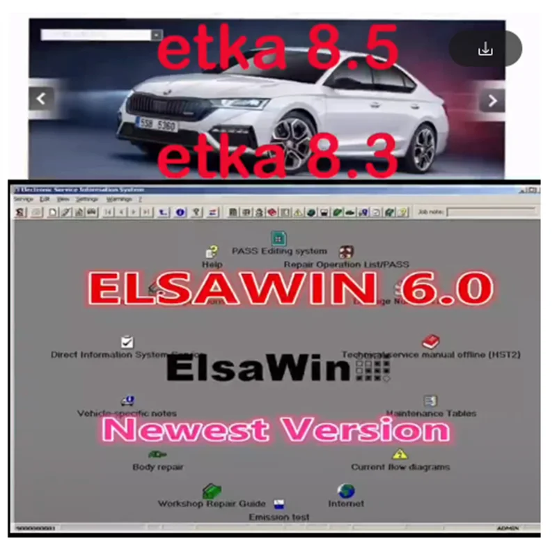 Newest ET KA 8.5 + Elsawin 6.0 Group Vehicles Electronic Parts Catalog Support ForV/W+AU//DI+SE//AT+SKO//DA Auto Repair Software