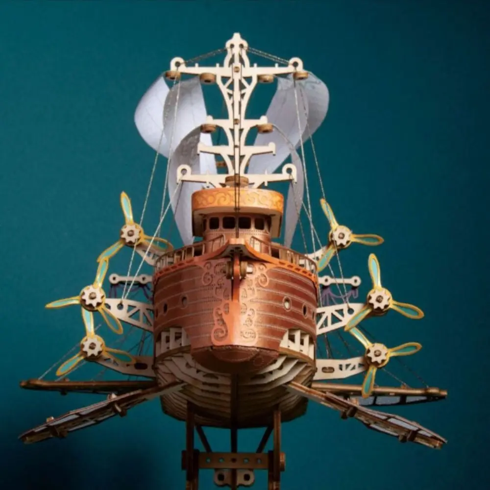 Assemblage fantastique vaisseau spatial modèle fantaisie dirigeable artisanat bricolage 3D Puzzle en bois ornement Steampunk navire blocs de construction Kits