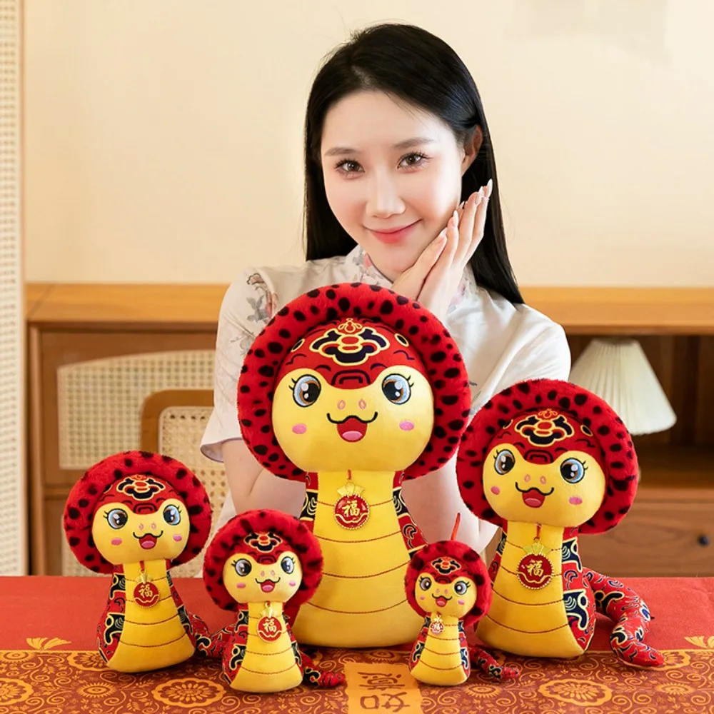 Cloth Printed Paper Cuttings Snake 13/17/22/28/35cm Gifts Keychain Hanging Mascot of The Year of The Snake DIY Plush Doll