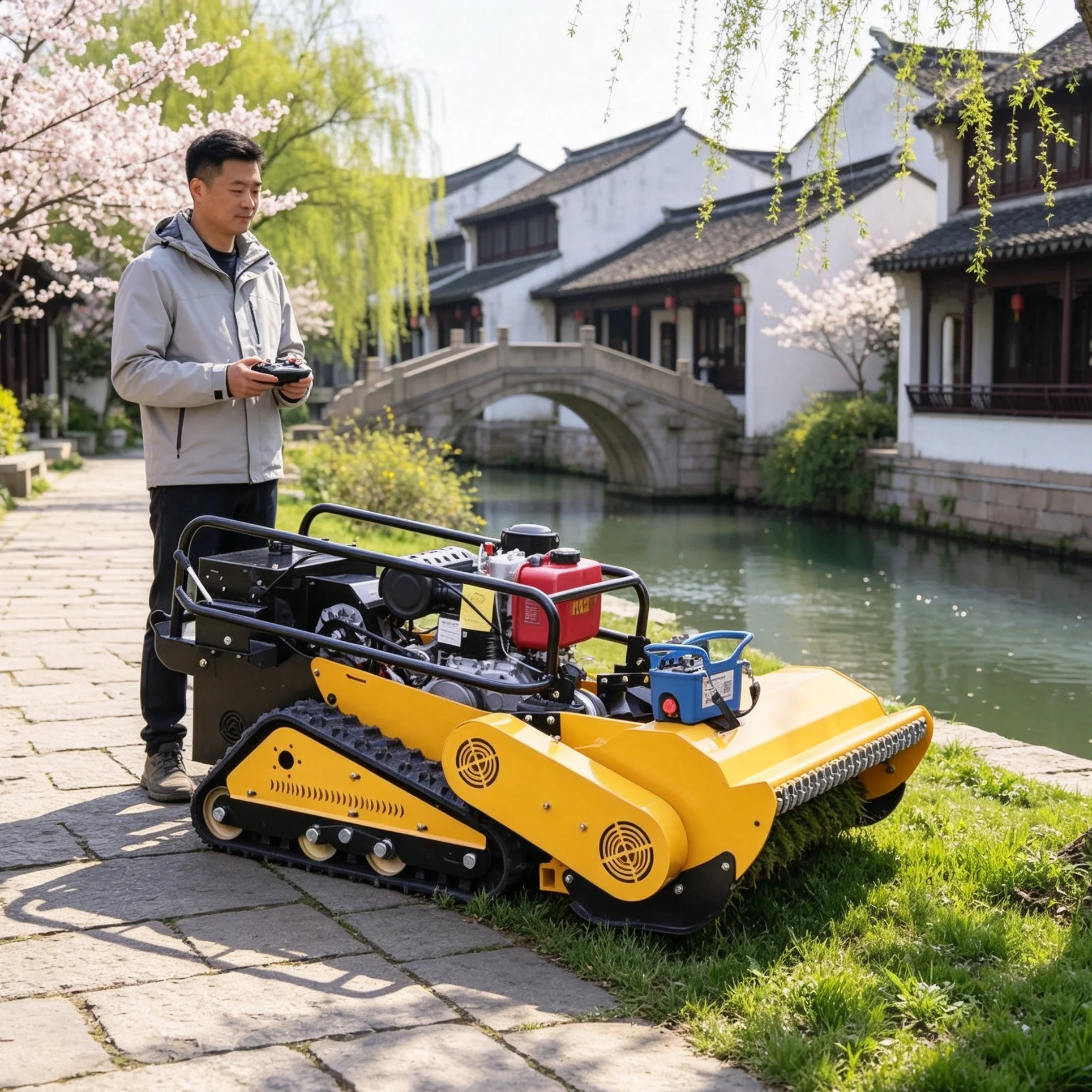Customized 800SPro wireless lawn mower robot with durable single‑cylinder four‑stroke engine, adapts rugged uneven terrain