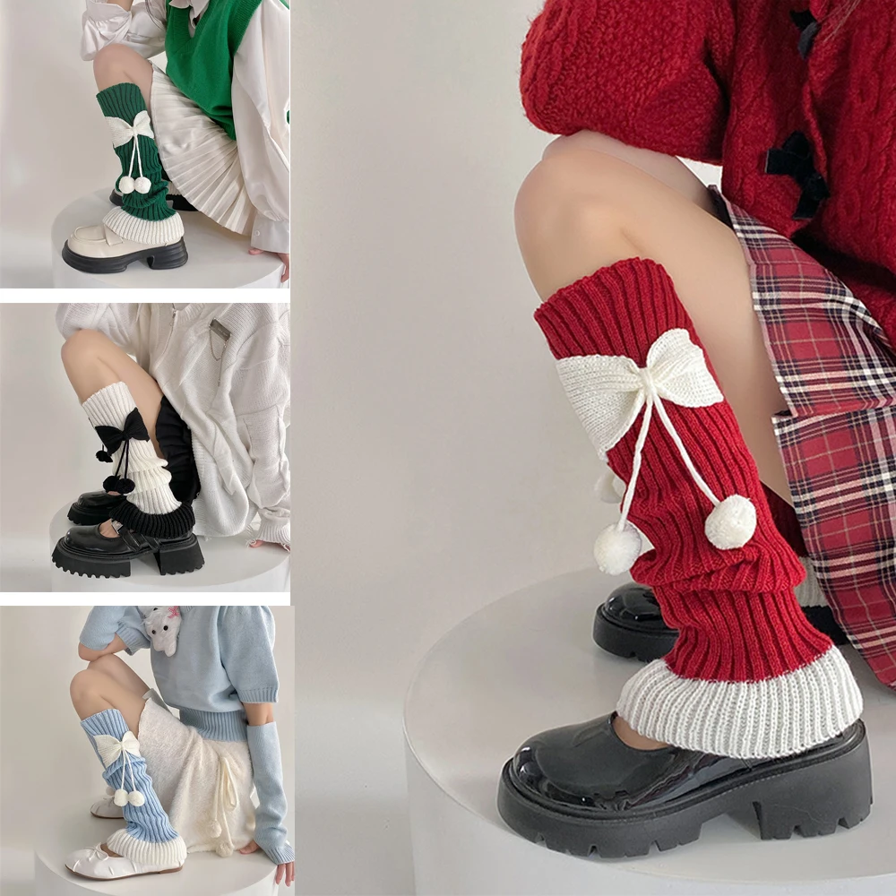 

JK Lolita Calf Socks For Women Autumn Winter Bow Christmas Calf Socks Female Warm Socks Christmas Clothing Accessories 2025