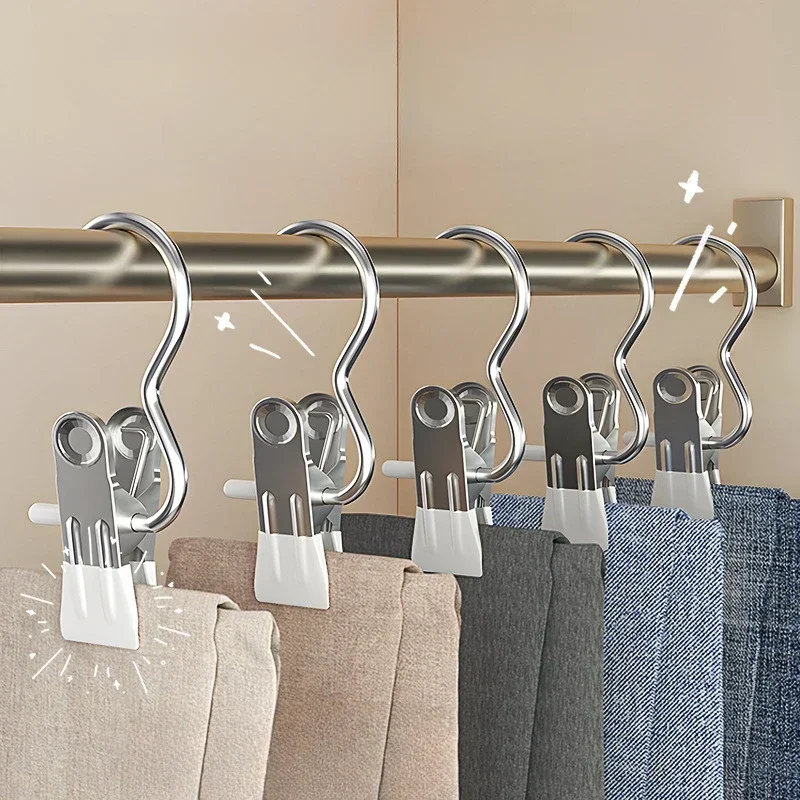 Clothes Hangers Portable Hook Steel Wardrobe Organizer Clothes Stainless Racks. Storage Clothespin Hanger for Laundry Clothing