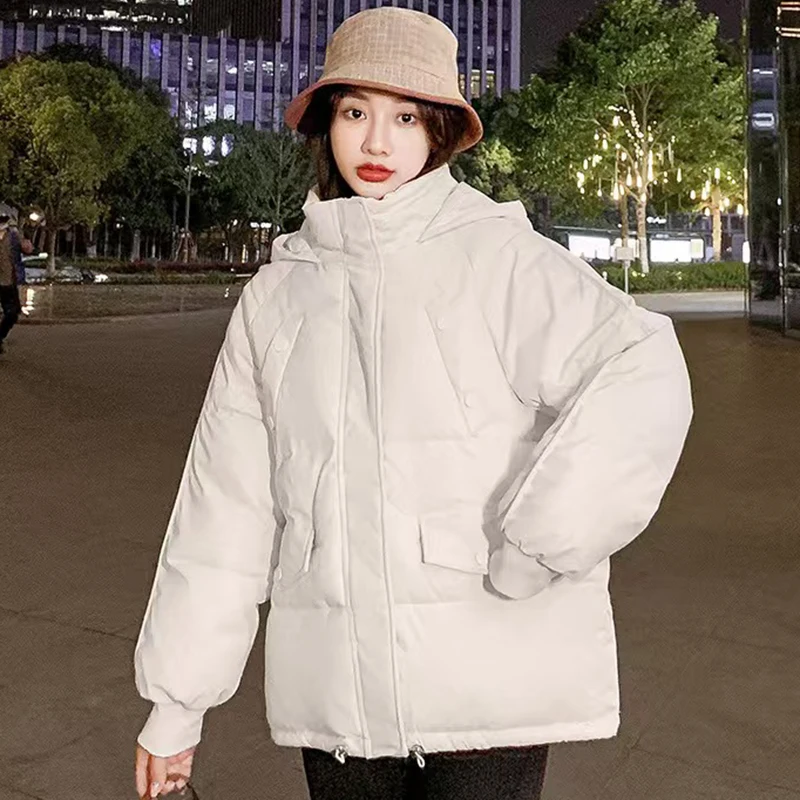 

Модные свободные парки с капюшоном для женщин, зимняя утепленная хлопковая куртка, женская хлопковая стеганая куртка на молнии с карманами Mujer