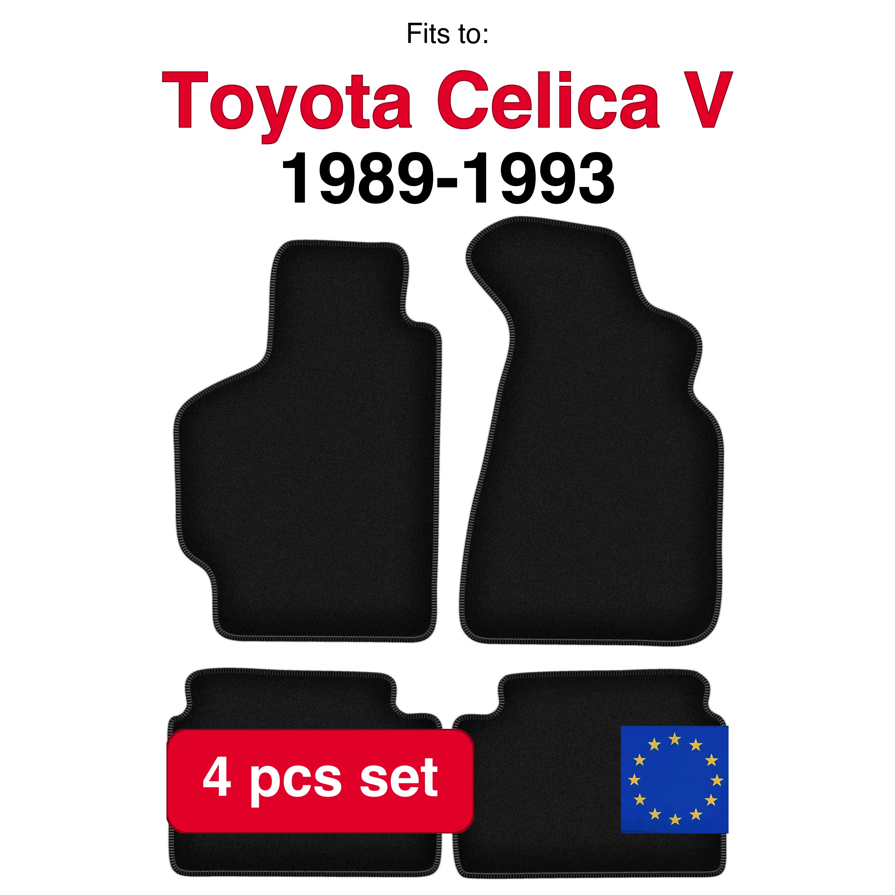 Velour Tapijtset Voor Toyota Celica V convertible Coupe liftback (1989-1993) - Zwart (4 stuks) Automatten Set