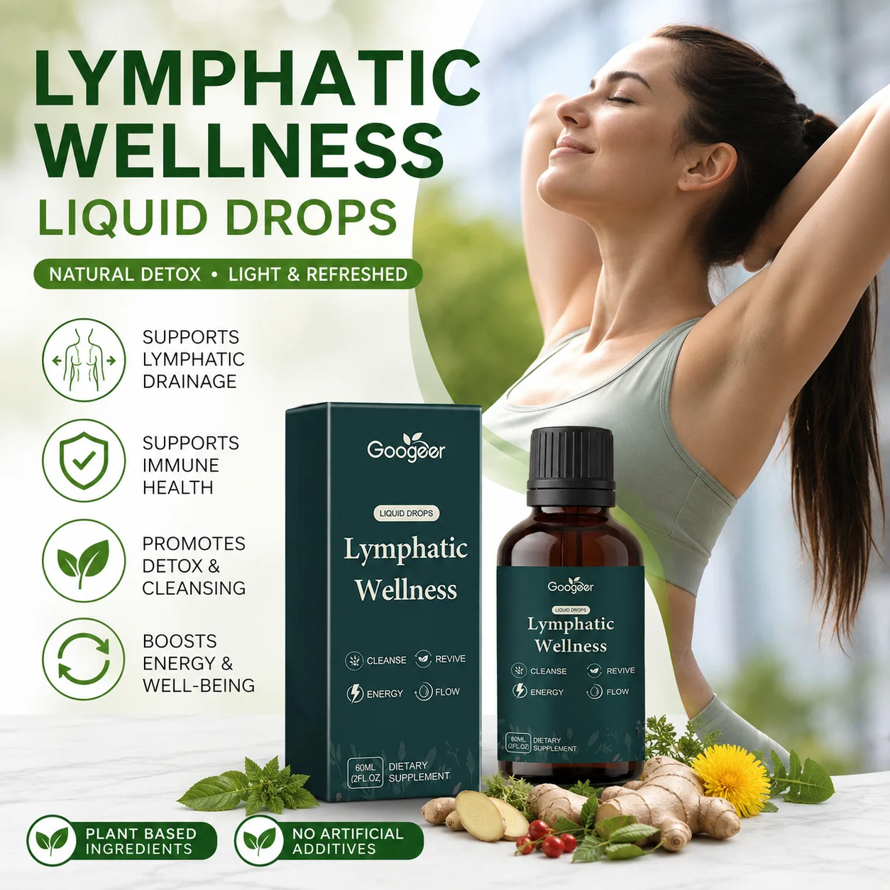 Daily Gentle Herbal Lymphatic Health Support Drops Promoting Healthy Circulation Body Lightness Fast Acting Detox Drops