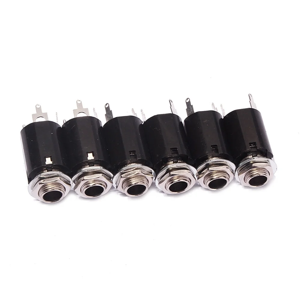 

6 pcs Guitar Endpin Cylinder Output Sockets Mono Stereo 1/4 Inch 6 35mm Strap Button Acoustic Electric Bass