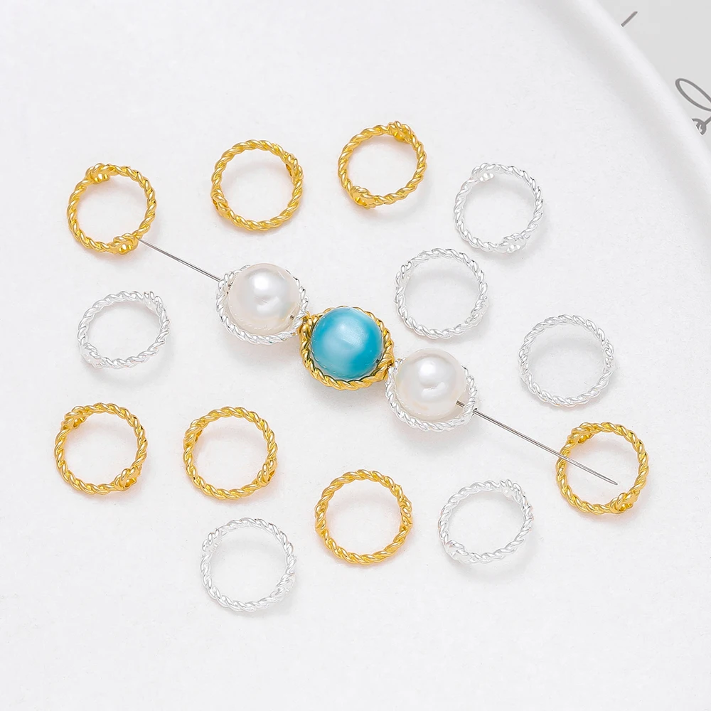 50pcs/lot Lace Connect Beads Frame Bead Ring DIY Handmade String Bead Hollow Loose Spacer Beads For Jewelry Accessories