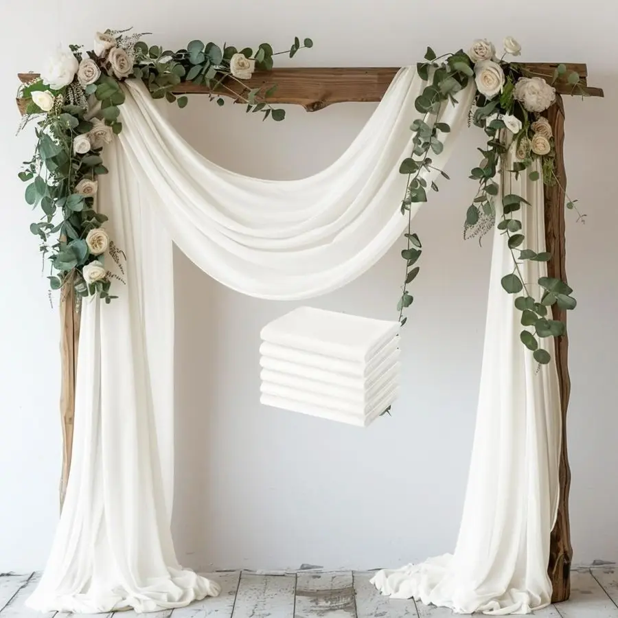 

Wedding Arch Draping Fabric 6 Panels 28.7 x 20FT Ivory Drapes Sheer Fabric Backdrop Arch Draping for Wedding Ceremony Birthday P