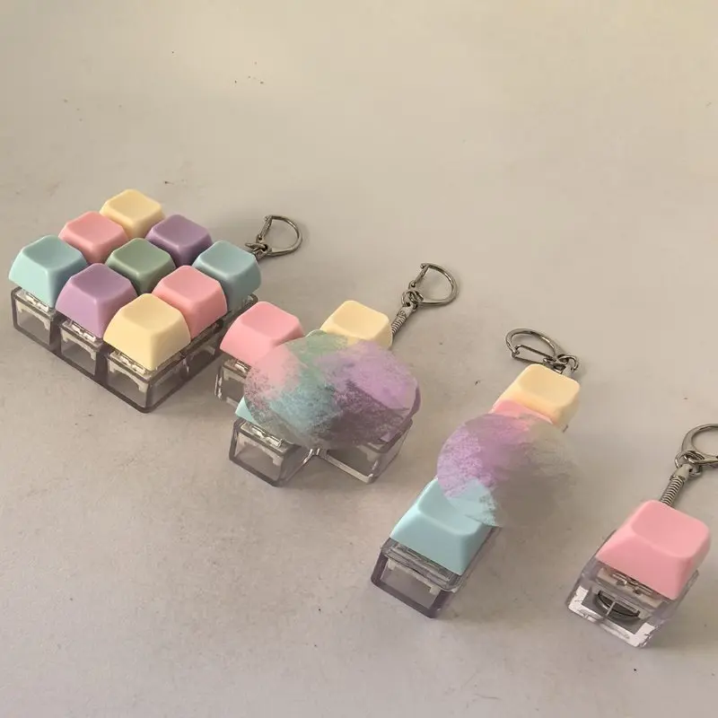 Macaron Light Color Three Key Keycap Switch Tester Stress Relief Fidget Toy Portable Keychain Pendant For Adult Anxiety Relief