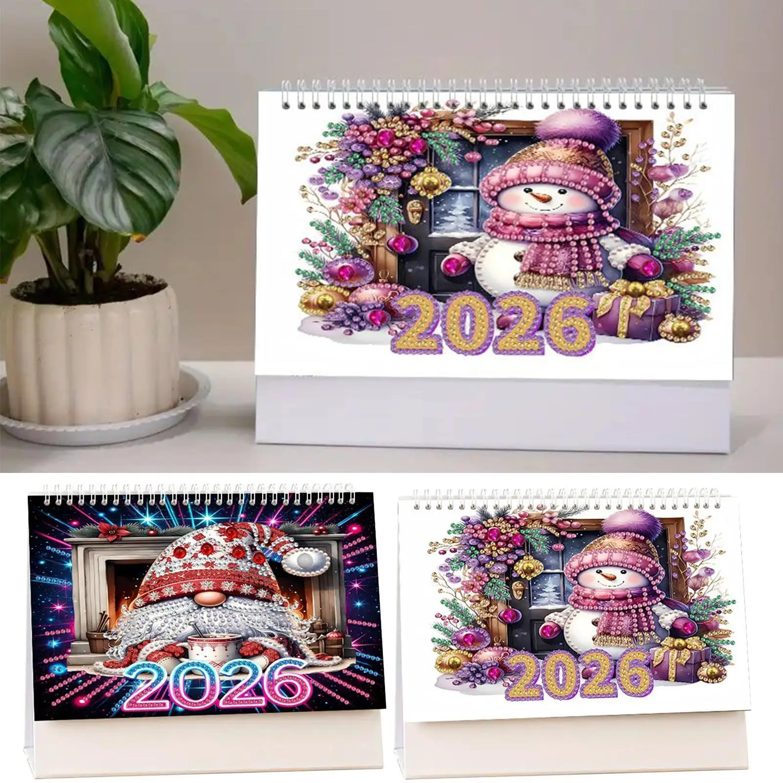 

Diamonds Paintings Calendar 2026 Monthly Christmas Gnome Snowman Planner DIY Christmas Gem Painting Calendar For Office