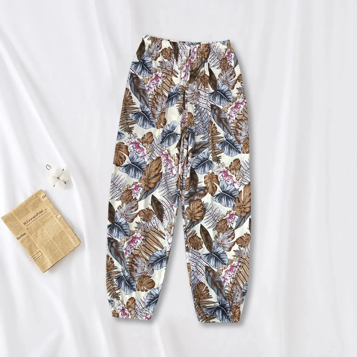 المرأة عادية فضفاض السراويل المريحة السراويل المرنة قدم الحريم السراويل Sweatpants السراويل الصيف بناطيل الشواطئ حزام مطاط