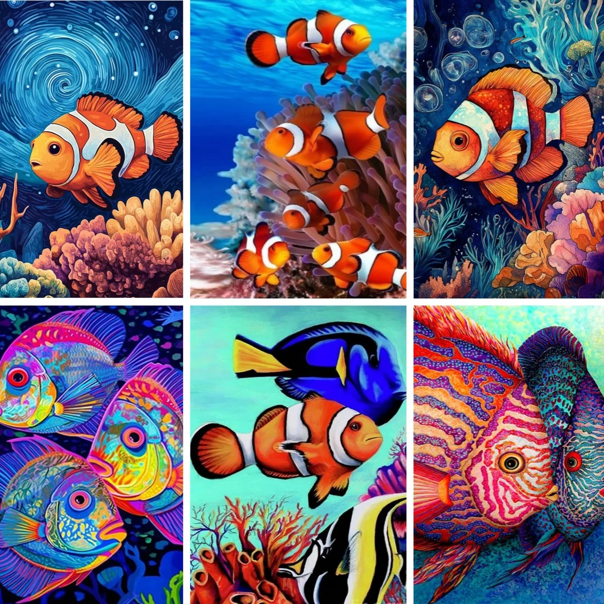 

Clown Anemonefish Wall Decor Diamond Paintings , Underwater Life Painting DIY Diamond Art ,Clownfish Sea Life Wall Art