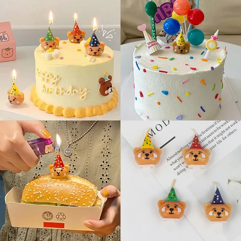 

1set Bear Theme Candle Baby Shower Cake Topper Dessert Candle Happy Birthday Candle Party CAKE Decoration Supplies