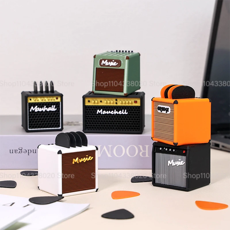 حامل اختيار جيتار محمول مطبوع ثلاثي الأبعاد على شكل مكبر صوت مقاوم للماء حقيبة أعواد جيتار جميلة #1