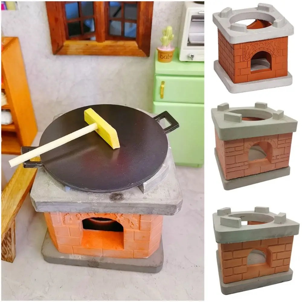 Simulation complète Mini ensemble de jeu de cuisine poignée casserole couvercle table de cuisson ensemble d'ustensiles de cuisine en bois meubles de maison de poupée accessoires décoratifs