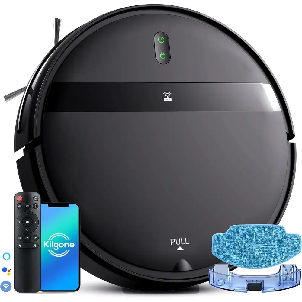 Slim 2.8in Robot Vacuum Mop, 65dB Quiet, Smart 3D Obstacle, 2H Battery, Pet & Hard Floor, App/Alexa Enabled