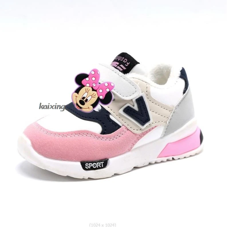 Çocuklar koşu ayakkabıları Disney Mickey Minnie Sneakers moda kız spor ayakkabı Shoes Breathable nefes erkek ayakkabı Tenis Infantil